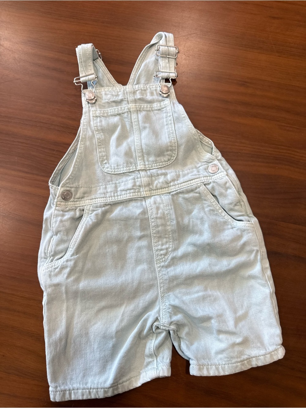Light Teal Kids Denim Short Overalls